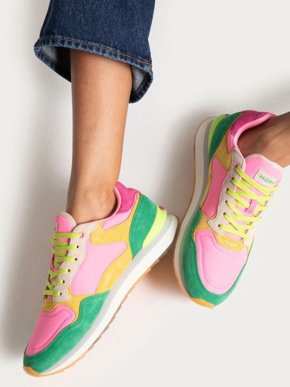 HOFF Santa Marta panelled suede sneakers hot pink green 40 / 9 woman’s trainers